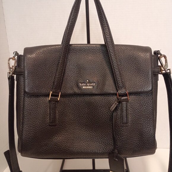 KATE SPADE NY Holden Street "Leslie" Black Pebbled Leather 2-way Bag - Picture 3 of 14